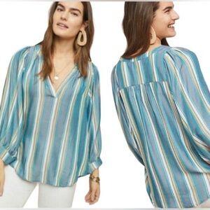 Anthropologie Maeve Peasant Blouse Balloon Sleeve Size S